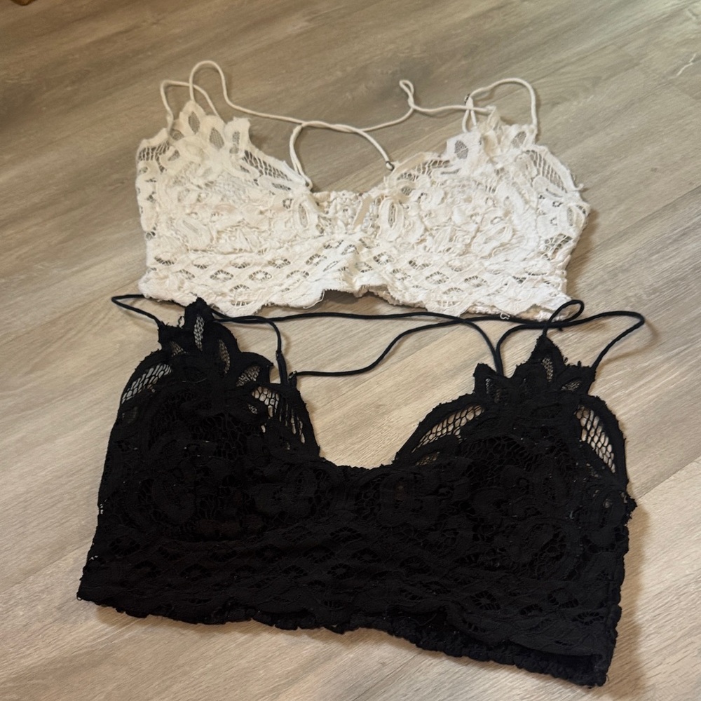 Free people one, lace bralettes  size large (lot of 2)